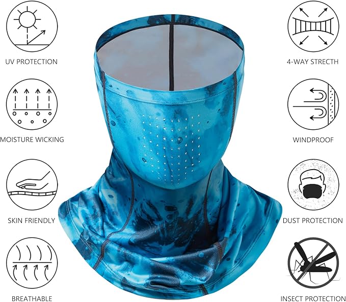 BASSDASH Neck Gaiter Mask UPF 50 Sun Protection for Men & Women, Fishing, Hiking, Outdoor