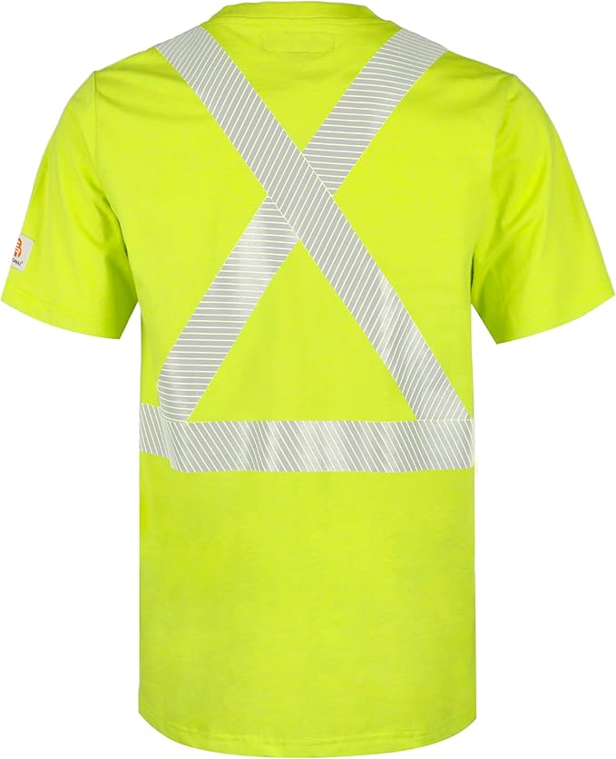 BOCOMAL FR Hi-Vis Shirts 6oz Lightweight High Visibility Reflective Flame Resistant/Fire Retardant Shirt Men's Safety Shirts