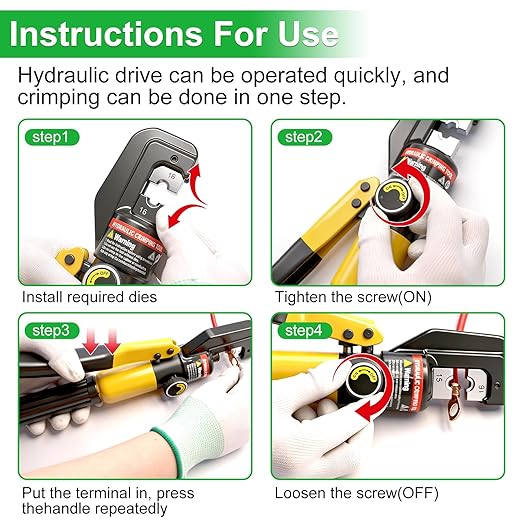 Twidec/230PCS Battery Cable Ends Kit AWG 8 6 4 2 1 1/0 2/0 Heavy Duty Copper Lugs Cable Wire Lugs,Copper Ring Terminals Connectors with Heat Shrink Tube and Hydraulic Crimping Tool 10 Tons with 9 Die