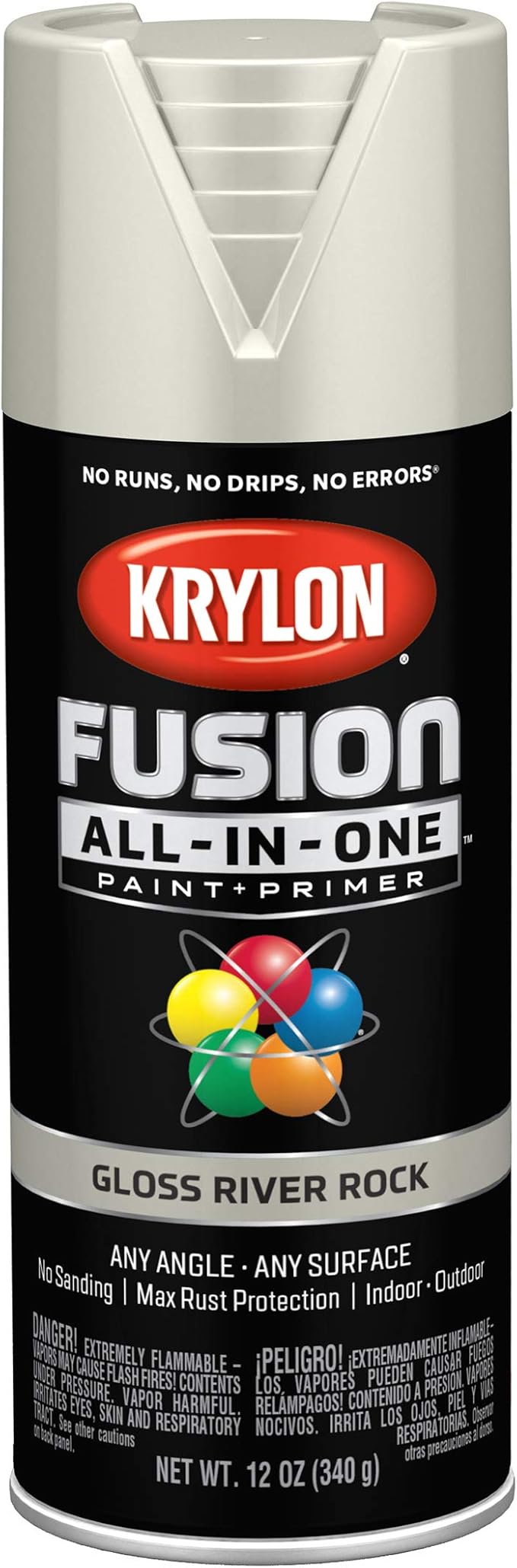 Krylon Fusion All-In-One Adhesive Spray Paint for Indoor/Outdoor Use, 12 oz, River Rock
