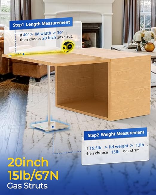 ARANA Gas Struts 20 inch 15lb with Brackets (2 Pack) - Light Duty Lift Support for Boat Hatch & Storage Box Lid - Hydraulic Spring Shocks for Cabinet Door, Tool Toy Box, Bench Lid, RV Compartment