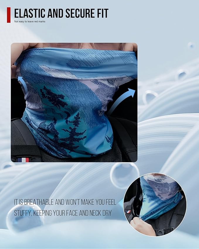 Neck Gaiter and Arm Sleeves Set, UPF 50+ Breathable Face Mask and Cooling Compression Sleeves