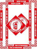 2 Pack Fire Extinguisher Signs Self Adhesive Keep Clear Do Not Block Floor Sign with Strips Waterproof Vinyl Fire Extinguisher Floor Marking Kits for Business Warehouse Office