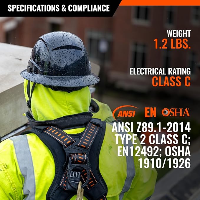 Malta Dynamics APEX Safety Helmets – Type 2 Class C Safety Hard Hat, Full Brim, Vented, Rated for Top, Front, Back, and Side Impact, OSHA and ANSI Compliant