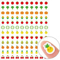 JarThenaAMCS 2400Pcs Mini Fruit Vegetable Sticker Smile Face Paper Decal 12 Cute Designs Adhesive Sticker for Planner Envelope Scrapbook DIY Supplies, 0.5 in