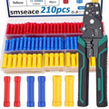 smseace 210PCS Wire Butt connectors with Crimping Tool 22-10AWG Butt Splice Connectors Insulated Electrical Straight Wire Terminal