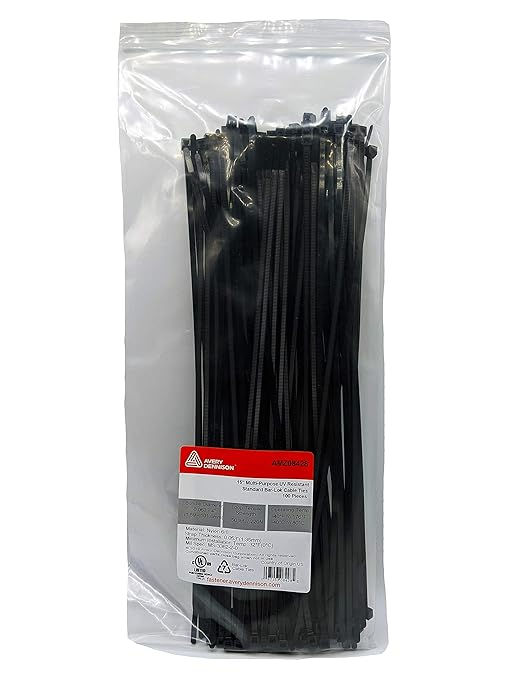 Bar Lok 15” Zip Ties – 100 Pieces, Black – Made in America – Weather, UV & Impact Resistant Plastic Cable Ties for Binding Bundling & Organizing Wire Cable & More – Indoor & Outdoor (15", 100ct)