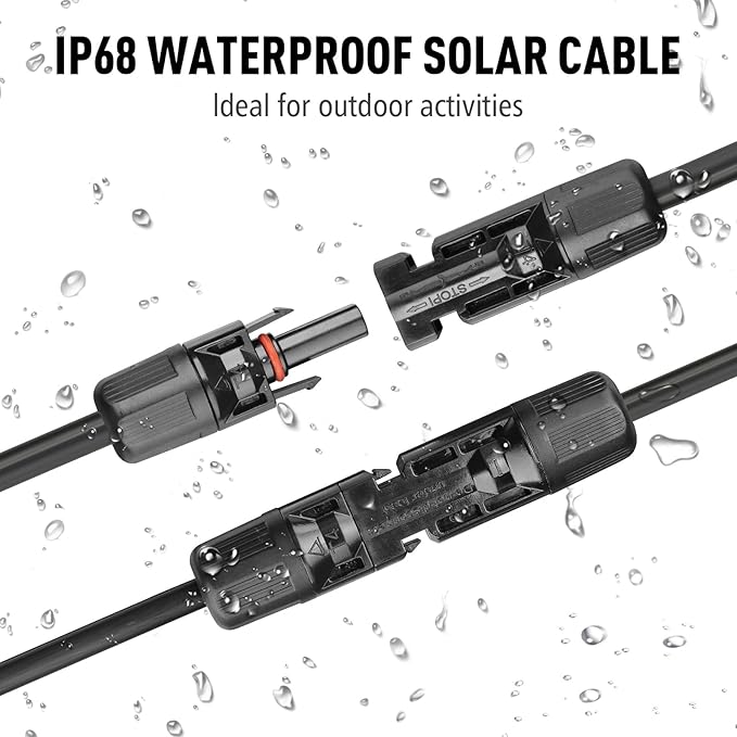 Solar Panel Connectors 1 to 4 Y Branch PV Connector Kit 1 Pair Solar Parallel Adapter 30A IP67 Waterproof Solar Panel Splitter Cable for RVs Roof (M/FFFF, F/MMMM)