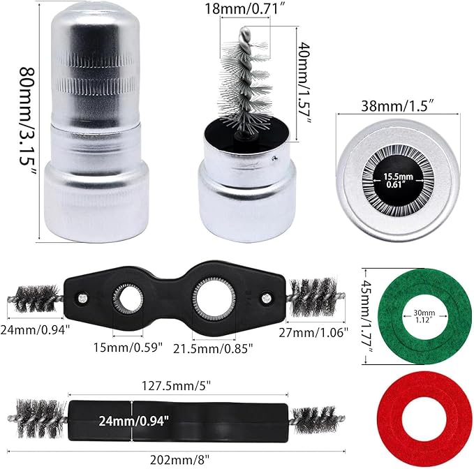 Battery Terminal Cleaner Kit, Battery Terminal Brush & 4 in 1 Copper Tubing Brush & 2pcs Anti-Corrosion Fiber Washers (Black & Red)