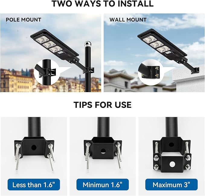 Mounting Brackets Extension Arm for Solar Street Light, Light Fixture Bracket Pole for Wall, Fence, Tree, Yard, Barn