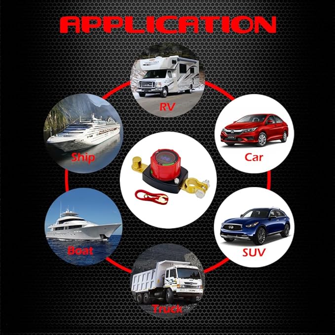 Ampper Battery Disconnect Switch with Voltmeter, 12-48V Battery Cut Off ON/Off Shut Off Switch for Car, RV and More (Top Post Negative)