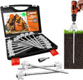 20 Pack Tent Stakes Heavy Duty - 8" Ground Anchors Screw in - Camping Stakes with Grow in The Dark Heads - Metal Threaded Tent Spikes with Hex Head Driver and Storage Box