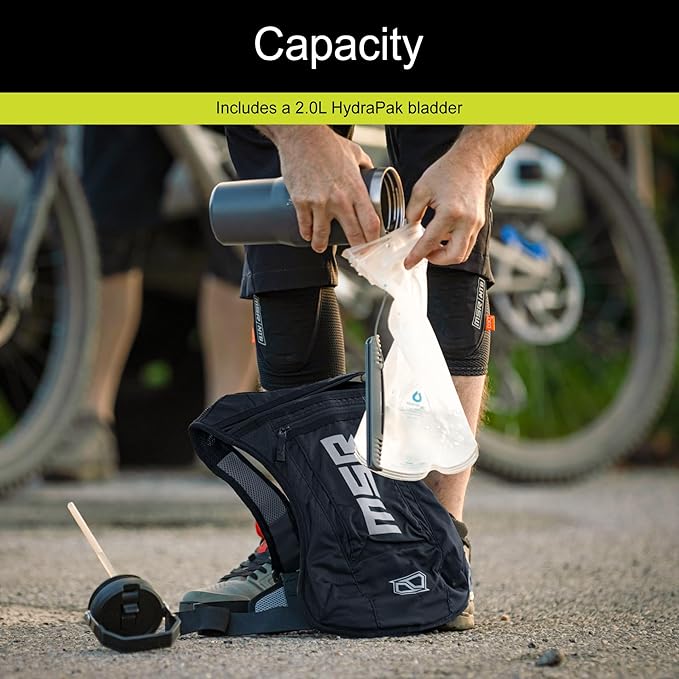 MSR Low-Profile Race Hydration Pack – 2-Liter Water Bladder Backpack – Lightweight, Secure Fit for Off-Road, Dirt Bike, MTB, MX, Enduro & Adventure Riding – Black