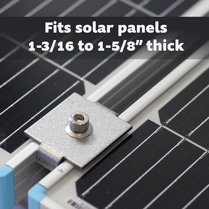 SPMC158-5PK Solar Panel Mid Clamps for 1-5/8 in. Steel Strut Channel, Solar Panel Kit with Mid Clamps and Cone Nuts for Mounting Solar Panels, Pack of 5