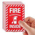 Fire Extinguisher Inside Sign, Fire Safety Sign, (4 Pack) 5x7 Inches, 4 Mil Vinyl Decal Stickers Weather Resistant UV Protected, Made in USA by Sigo Signs