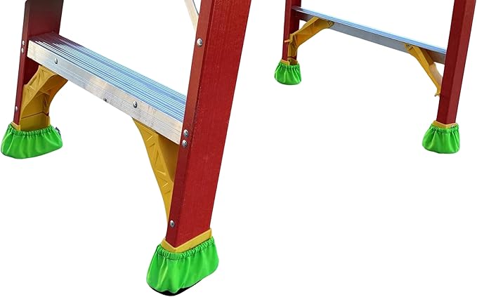 Step Ladder Safety Shoe Floor Protectors - Reusable Ladder Covers - Lab Tested - Made in The USA Set of 4 (Lime Green)