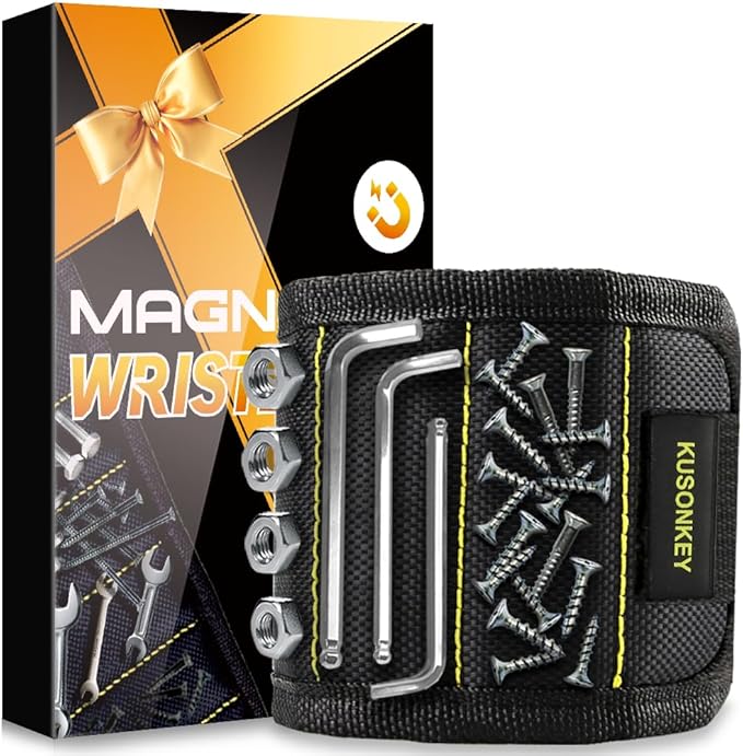 Father's Day Gifts from Daughter Wife Son,KUSONKEY Magnetic Wristband Tool Gift for Men Who have Everything,Wrist Magnetic Screw Holder with Strong Magnets for Holding Screws Tool for Dad,Electrician