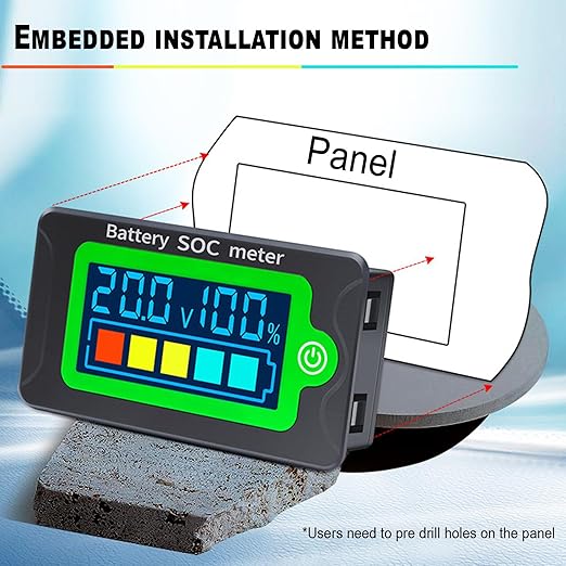 Battery Capacity Indicator 12V 24V 48V 60V 72V Golf Cart Battery Meter Digital Voltage Monitor Gauge, LCD Display Voltmeter Tester for Lithium Batteries&Lead-Acid Batteries