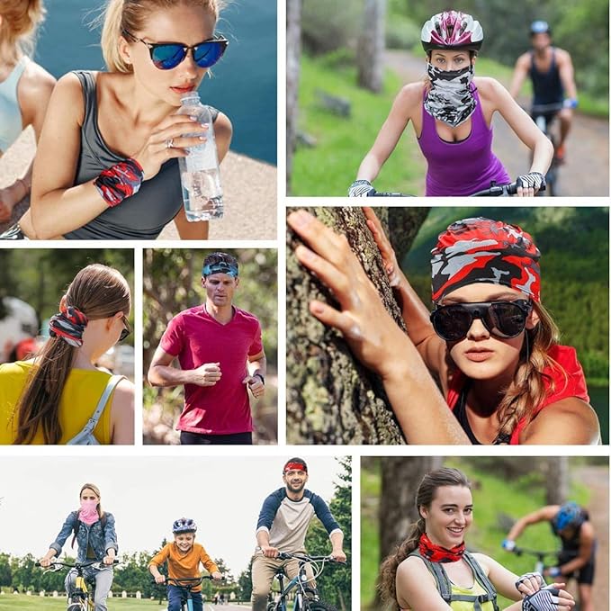 6 Pieces Sun UV Protection Face Mask Neck Gaiter Windproof Scarf Sunscreen Breathable Bandana Balaclava for Sport Outdoor