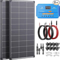 220W N-Type 16BB Solar Panel Kit(2 * 110W) with 30A PWM Charge Controller,25% High Efficiency Mono Offgrid Power System for 12V/24V Battery,11AWG Cables Y-connectors for RV Boat Camper Cabin