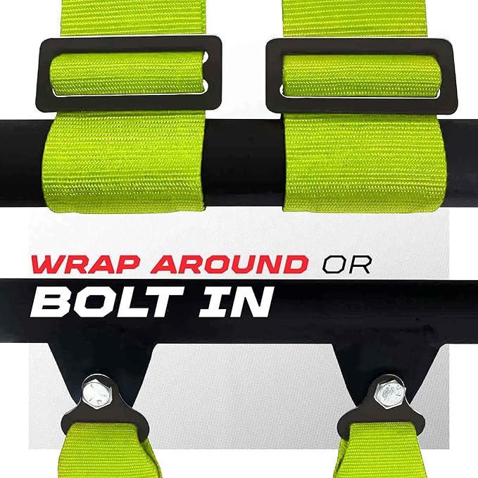 1pc 4 Point Harness for Bucket Seat Push Release 10 Color Harnesses Racing Harness 4 point Race Car UTV, RZR (Fluorescent Green, 3in)
