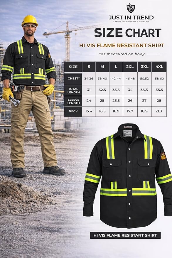 Flame Resistant High Visibility Hi Vis FR Shirt - 100% C - 7 oz