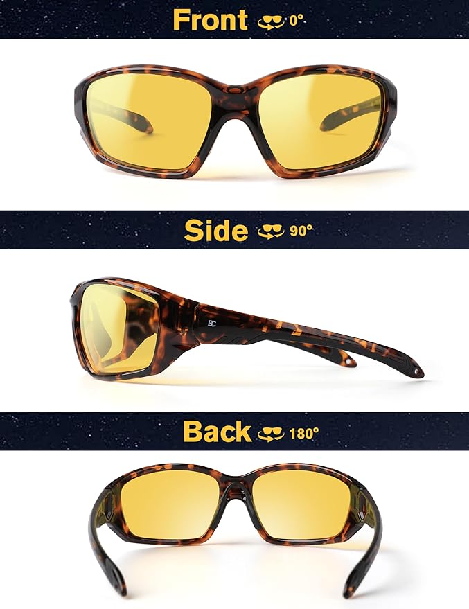 BIRCEN Night Vision Glasses for Driving: Running Cycling Sport Night Anti Glare Yellow Glasses for Men Women
