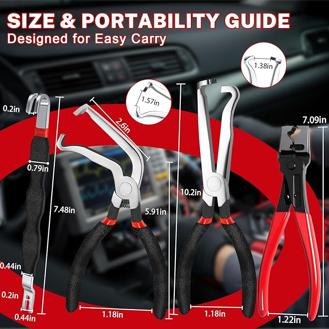 5 Pcs Electrical Disconnect Pliers and Cars Terminal Pin Removal Tool Kit, 37960/37980/13120/ Collar Hose Clamp Pliers Set for Automotive Electric Wire Plug Separatorl