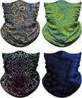4Pack Neck Gaiter for Men Women Face Cover Mask Head Wrap Balaclava Headwear Bandana Headband Magic Scarf