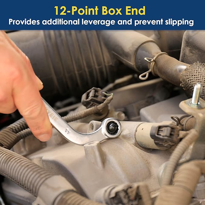 Offset S-Style Box End Wrench Set, 5-Piece, Chrome Vanadium Steel, 10x11mm, 12x13mm, 14x15mm, 16x17mm, 18x19mm