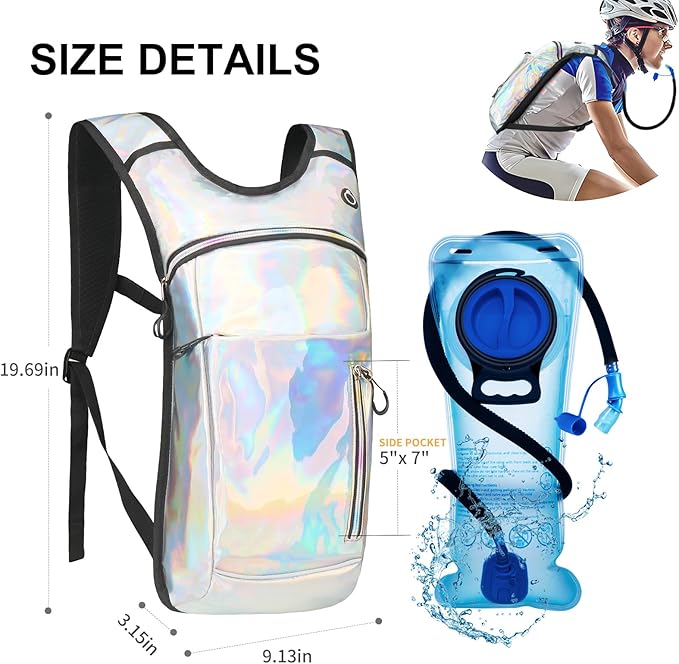 Hydration Backpack,Water Backpack with 2L Water Bladder,Festival Essential-Rave Hydration Pack,Lightweight Insulation Hydropack for Outdoor,Hiking,Running,Biking,Music Festival for Men Women