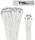 110PCS Metal Zip Ties, 11.8IN +7.8IN Stainless Steel Zip Ties Heavy Duty for Outdoor, Heat Resistant Cable Tie Buckle for Chain Link Fence, Exhaust Wrap, Pipe, Electrical Wiring, 2026 New