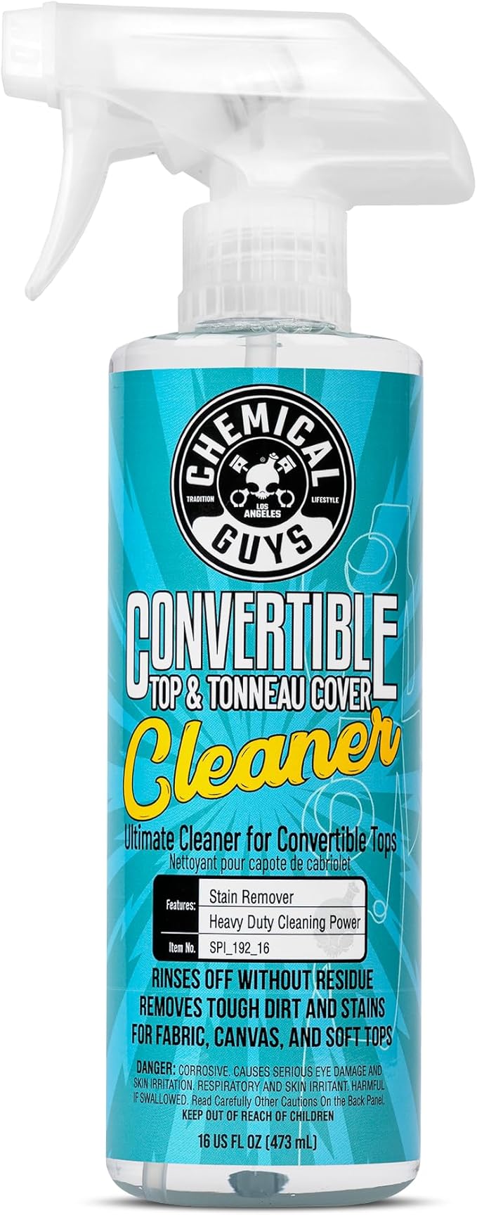 Chemical Guys Convertible Top Cleaner – 16 oz Fabric & Vinyl Soft Top Cleaner – Safe on Canvas, Vinyl, Synthetic Covers – Deep Cleans Dirt, Stains, Tree Sap & Road Grime – Preps for Protection