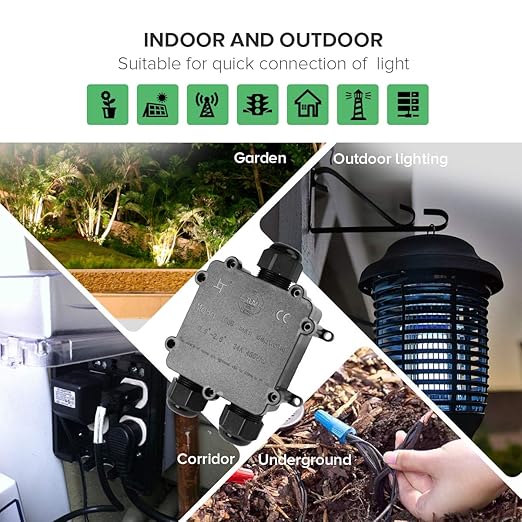 3 Way Electrical Junction Box, La Vane IP68 Waterproof 3 Way Cable Connector Lighting Connector Electric External Coupler, Cable Gland Ø 4-14mm