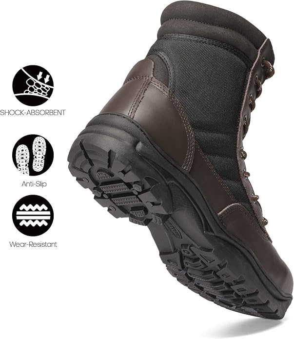 NORTIV 8 Steel Toe Boots for Men Safety Industrial & Construction Military Work Boots Slip Resistant ASTM F2413-18, TROOPER-STL