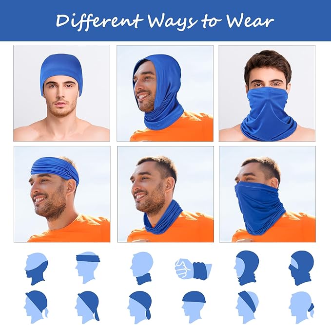 Geyoga 6 Pieces Summer UV Protection Cooling Neck Gaiter Face Clothing Neck Gaiter Mask Scarf Sunscreen Breathable Bandana