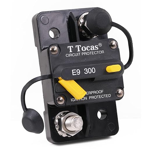 E9 3/8" Studs 300 Amp Circuit Breaker with Manual Reset Surface Mount Waterproof IP67 12V - 48V DC | 300A Switchable