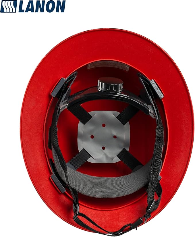 LANON Full Brim Hard Hat, OSHA Construction Work Approved, Premium American Flag Design, FRP Safety Helmet with 4 Point Adjustable Ratchet Suspension, Class C