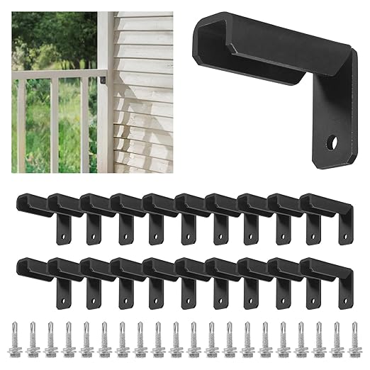 Fence Mounting Brackets for 1x1" Square Rails, Carbon Steel Fence Panel Internal Connector with Screws, Black 40 Pack