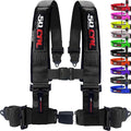 1pc 4 Point Harness for Bucket Seat Push Release 10 Color Options Racing Harness, Race Car, Off Road, UTV, RZR (Black, 3 inch)