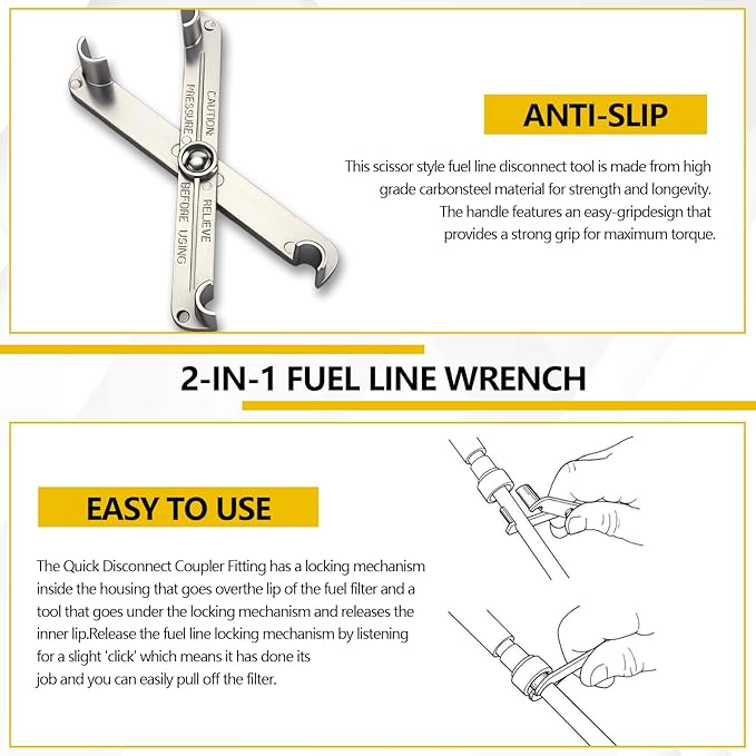 vvag 2 in 1 Fuel Line Disconnect Tool Set for 3/8” and 5/16”,Quick Release Scissor Wrench for Fuel Filter Removal,Professional A/C & Heater Line Service Tool Compatible with GM, Ford, Mazda Vehicles