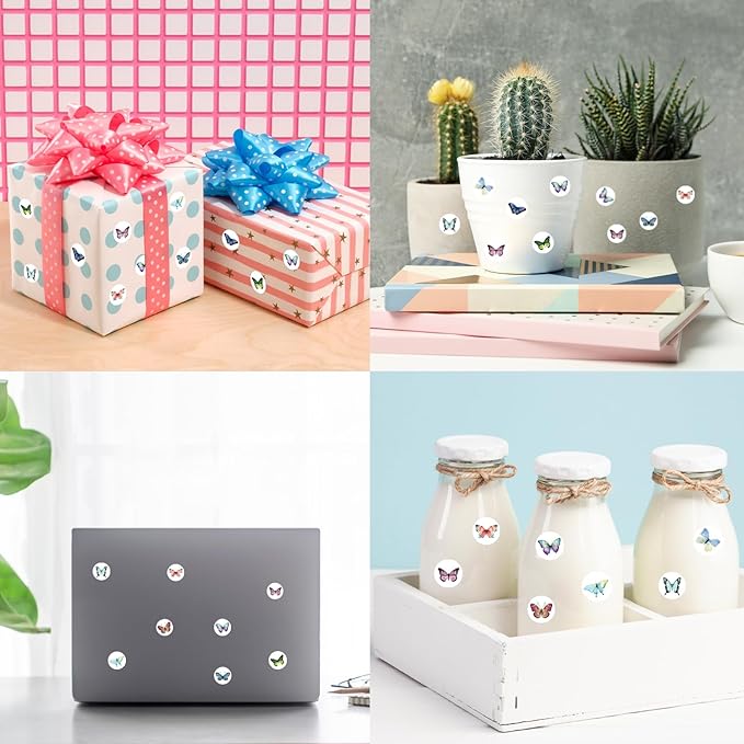 2400 Pcs Small Stickers for Kids,Mini Butterflies Stickers 10 Cute Designs Adhesive Sticker for Classroom Teacher Reward Spring Home Room Butterfly Theme Party Favor,0.5in（Butterfly）