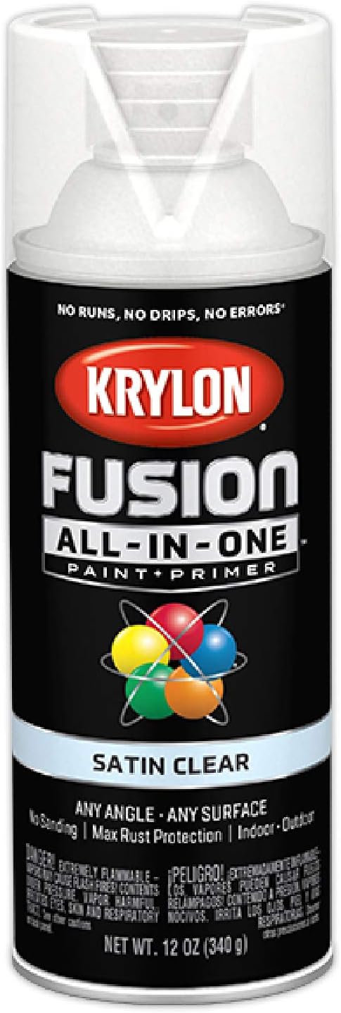 Krylon Fusion All-In-One Adhesive Spray Paint for Indoor/Outdoor Use, 12 oz, Clear