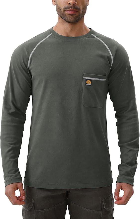 WORKWEYA FR Shirts Flame Resistant Shirt 6.5oz Men's NFPA 2112/CAT2 Long Sleeve Shirt