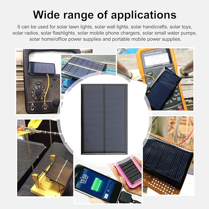 Micro Solar Panels with Wire, 5PCS 5V 200mA Photovoltaic Solar Cells Kit 110mmx60mm / 4.33''x 2.36''