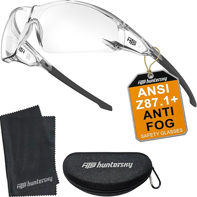HTS HUNTERSKY ANSI Z87.1 Anti-Fog Clear Safety Glasses Pickleball Youth Baseball Lab Chemistry Goggles Scratch Resistant