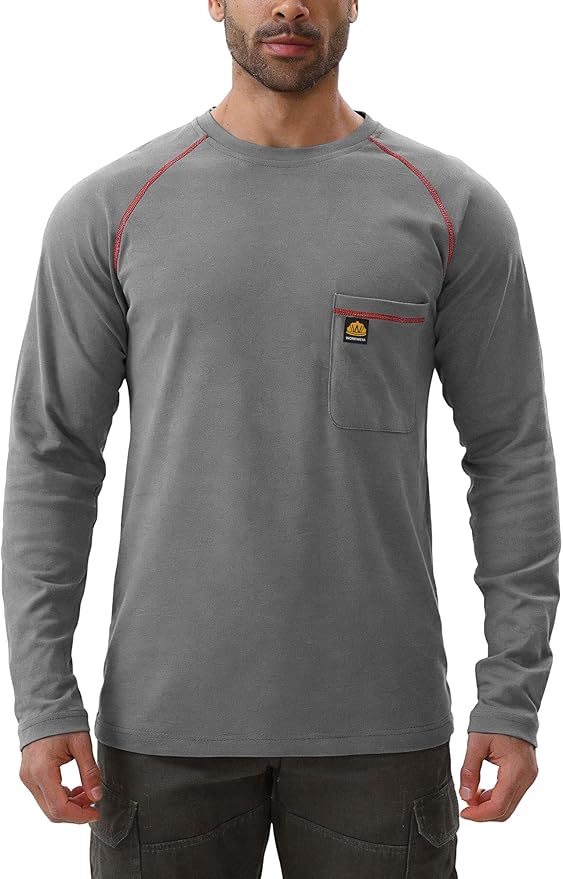 WORKWEYA FR Shirts Flame Resistant Shirt 6.5oz Men's NFPA 2112/CAT2 Long Sleeve Shirt