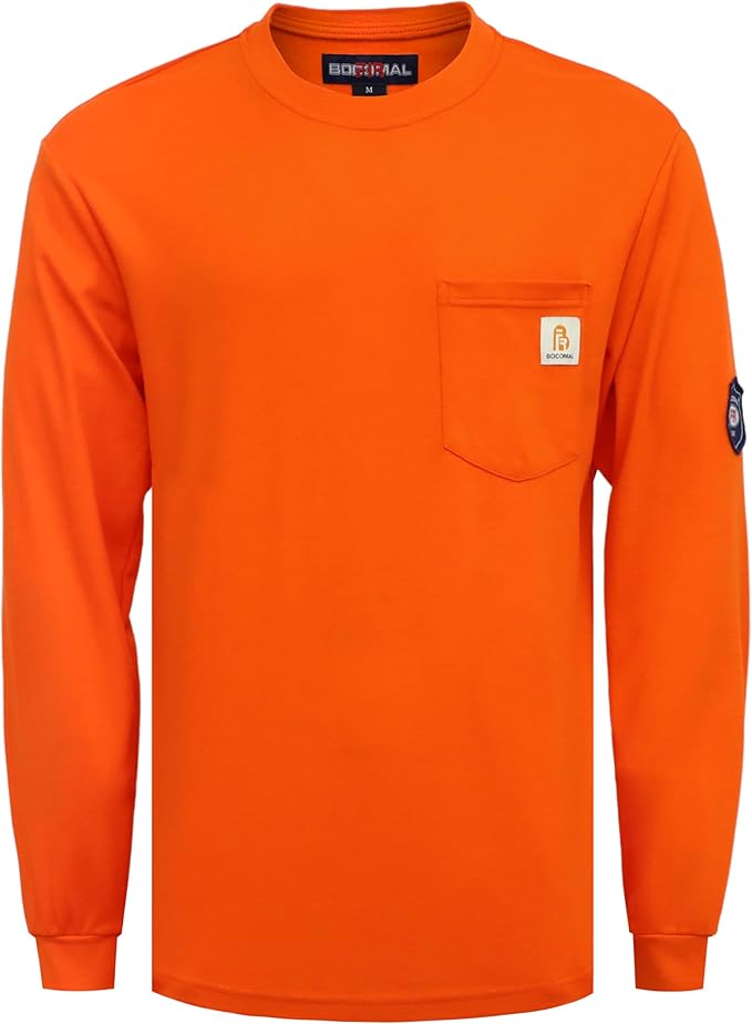 BOCOMAL FR Shirts Lightweight Classic Crew Long Sleeve Fire Resistant Shirt CAT2