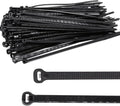 150pcs Push Mount Zip Ties 6 inch, Self Locking Straps Cable Zip Tie with Stainless Steel Metal Tooth Locking Device Heavy Duty Nylon Zip Tie Clips for (6", Black)