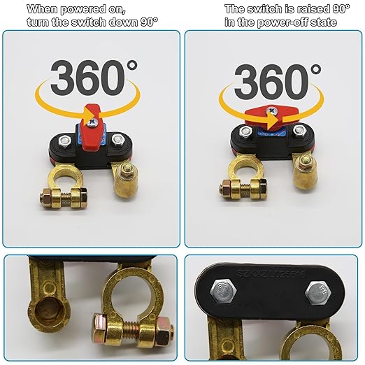 Car Battery Power Cut-Off Switch Breaker, Adjustable Pure Copper Stable Transmission High Conductivity 12v-24v Disconnect Switch Smart for Car Truck Boat Rv Supplies